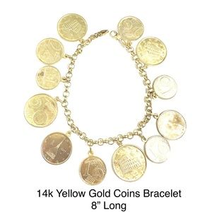 14kt Gold Coins Charm Bracelet